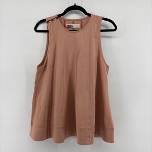 Free People FP Beach Tuscany Taupe Cotton Seamed Flared Tank Top OB2044846 Med